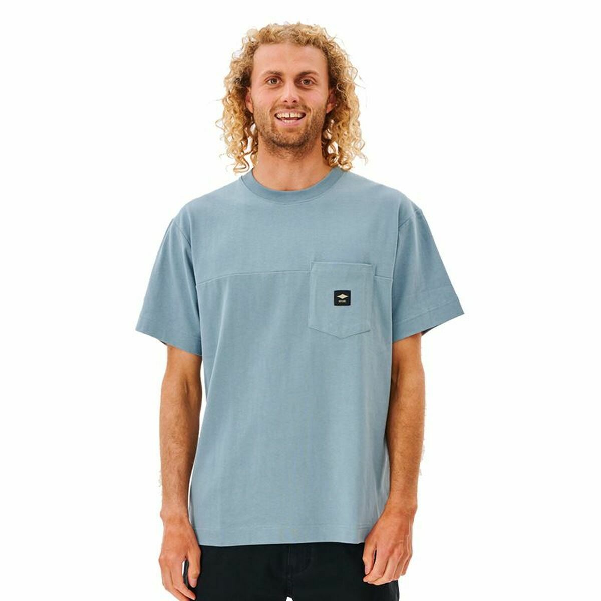 Menâs Short Sleeve T-Shirt Rip Curl Pocket Quality Surf Blue Menâs Short Sleeve T-Shirt Rip Curl Pocket Quality Surf Blue