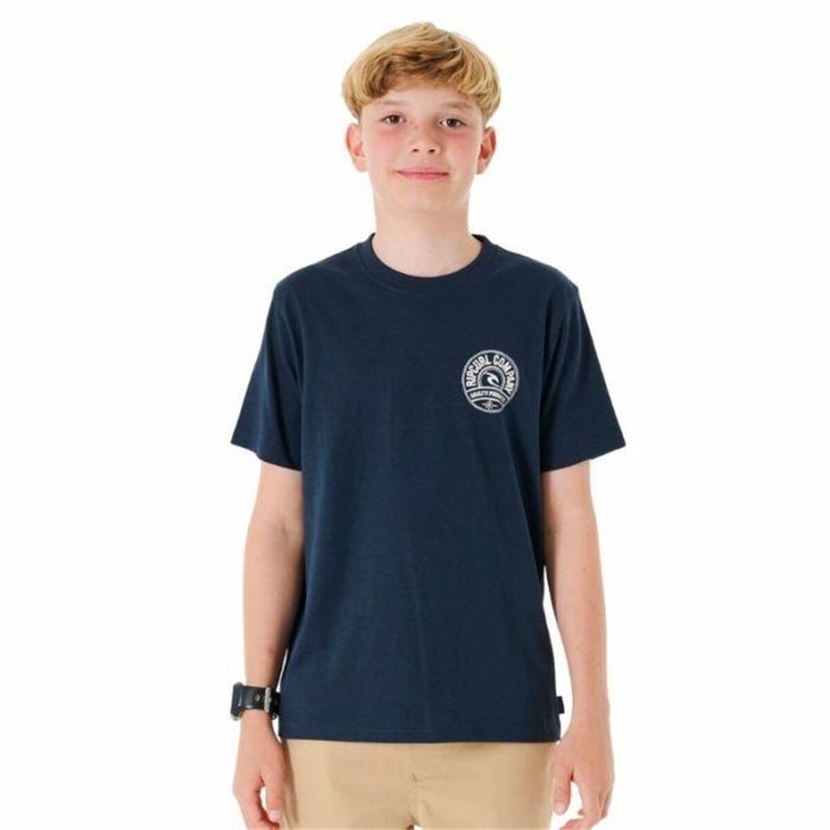 Child’s Short Sleeve T-Shirt Rip Curl Stapler Navy Blue