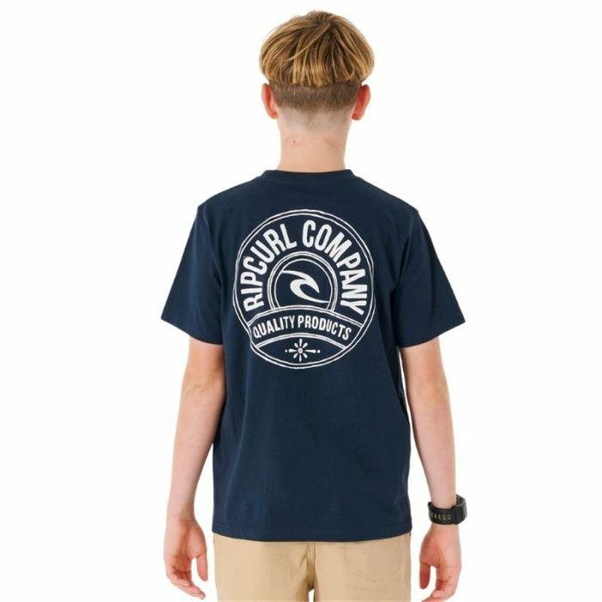 Child’s Short Sleeve T-Shirt Rip Curl Stapler Navy Blue
