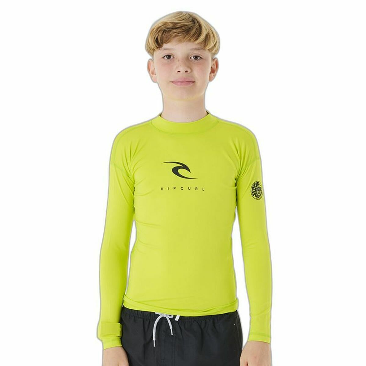 Child’s Short Sleeve T-Shirt Rip Curl Corps L/S Rash Vest  Yellow Surf Lycra