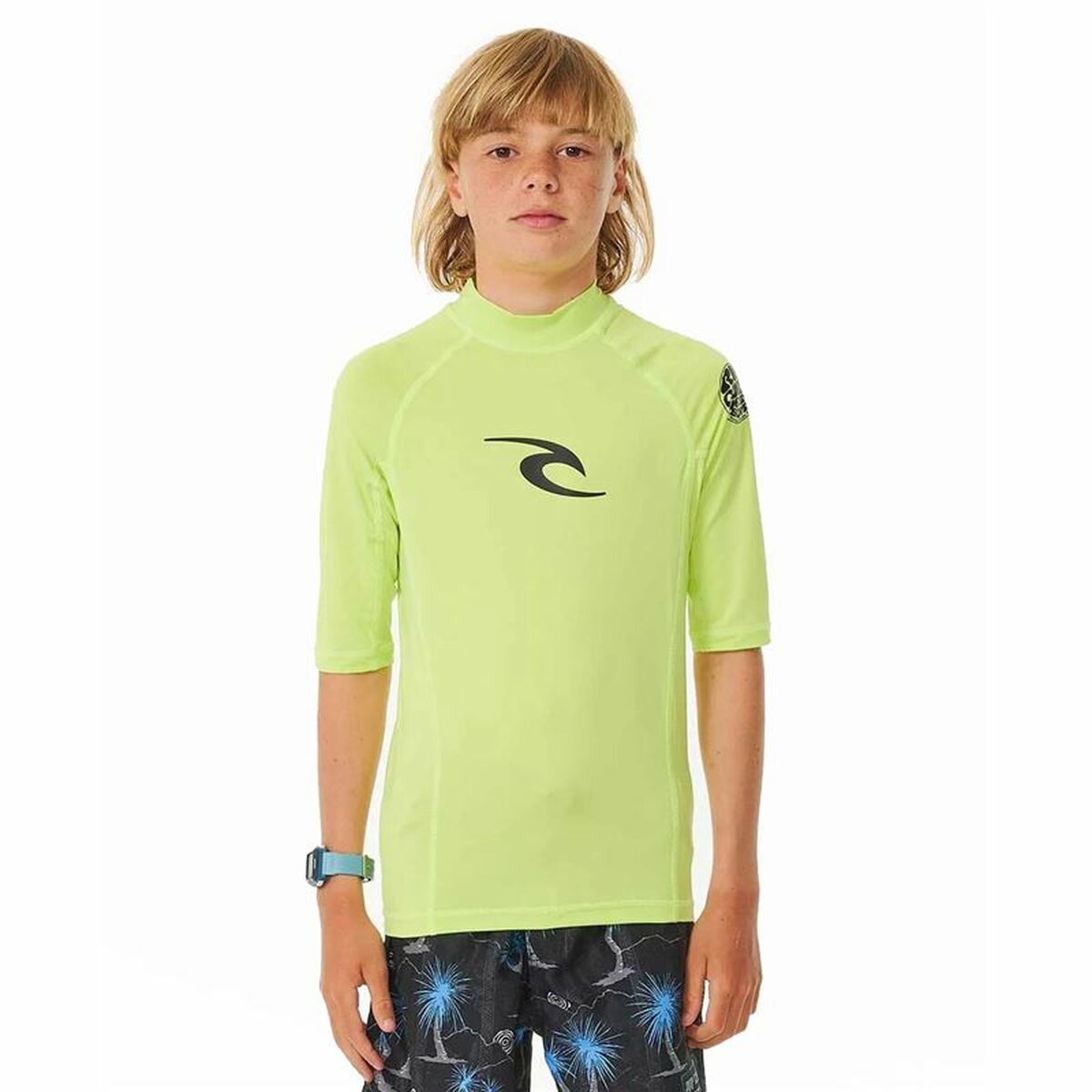 Child’s Short Sleeve T-Shirt Rip Curl Wave Upf Lime green