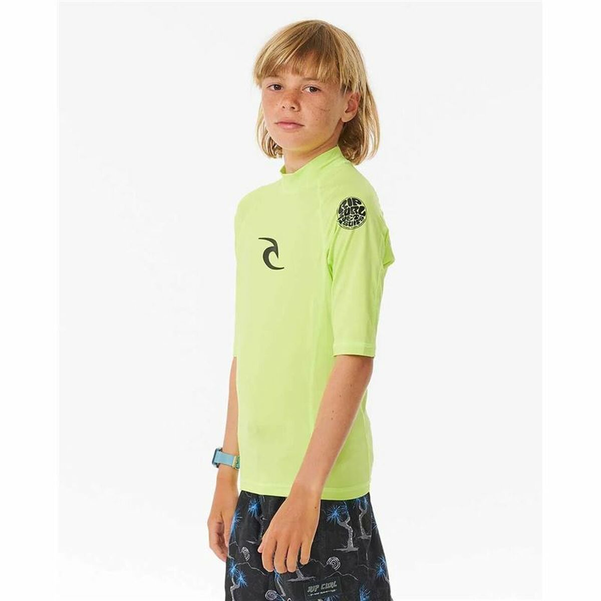 Child’s Short Sleeve T-Shirt Rip Curl Wave Upf Lime green