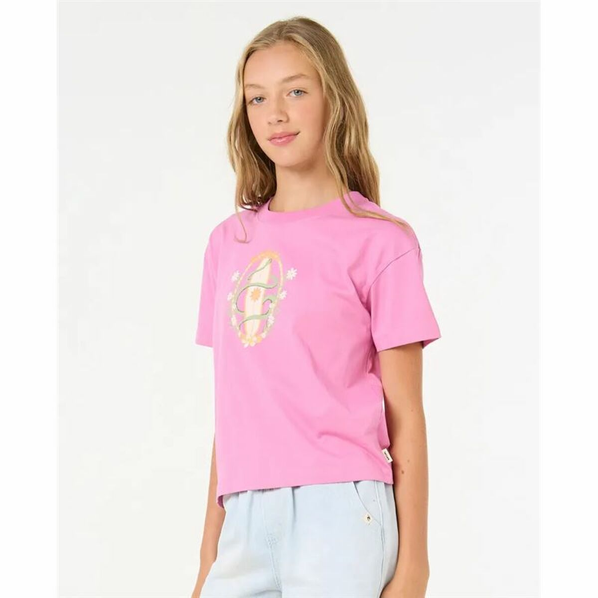 Child’s Short Sleeve T-Shirt Rip Curl Island Surf Crop Pink