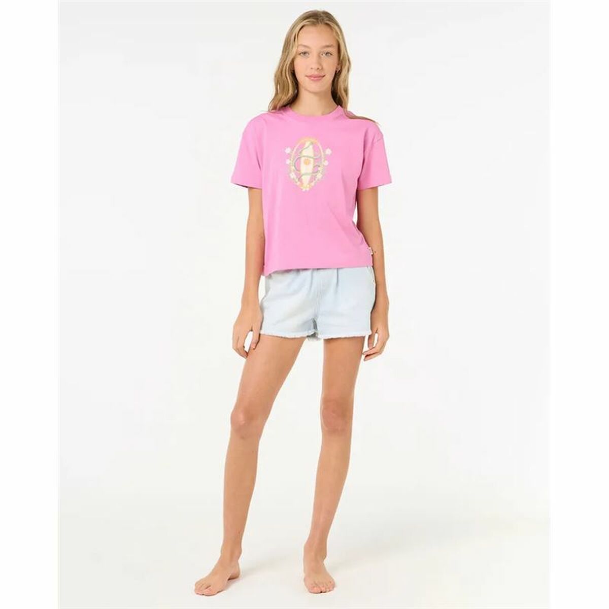 Child’s Short Sleeve T-Shirt Rip Curl Island Surf Crop Pink
