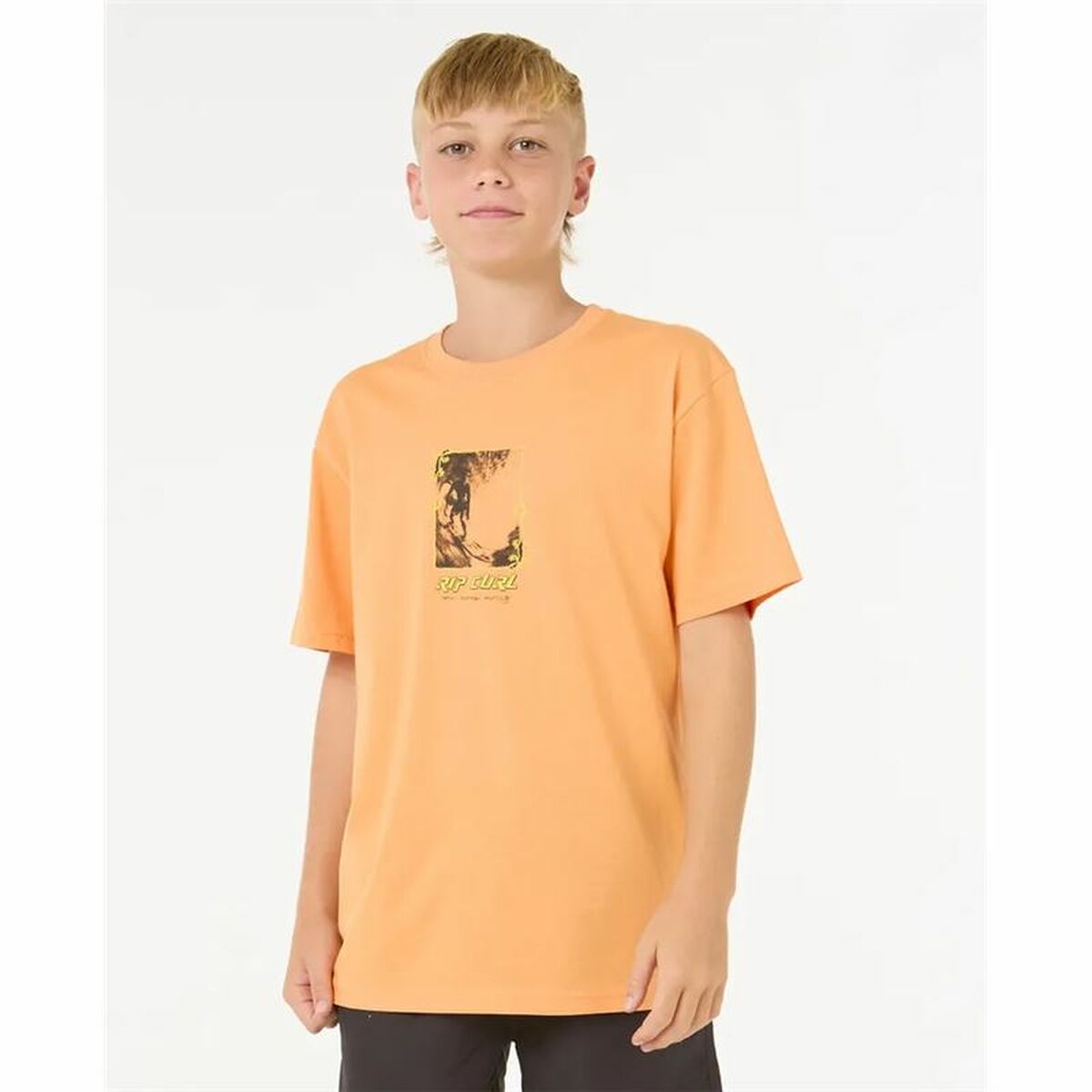Child’s Short Sleeve T-Shirt Rip Curl Raw Energy Frame Tee Orange