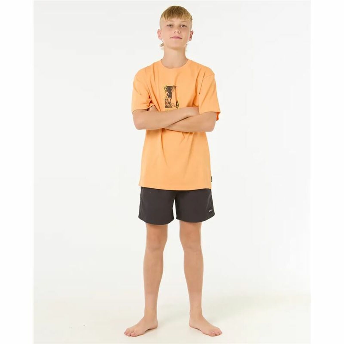 Child’s Short Sleeve T-Shirt Rip Curl Raw Energy Frame Tee Orange