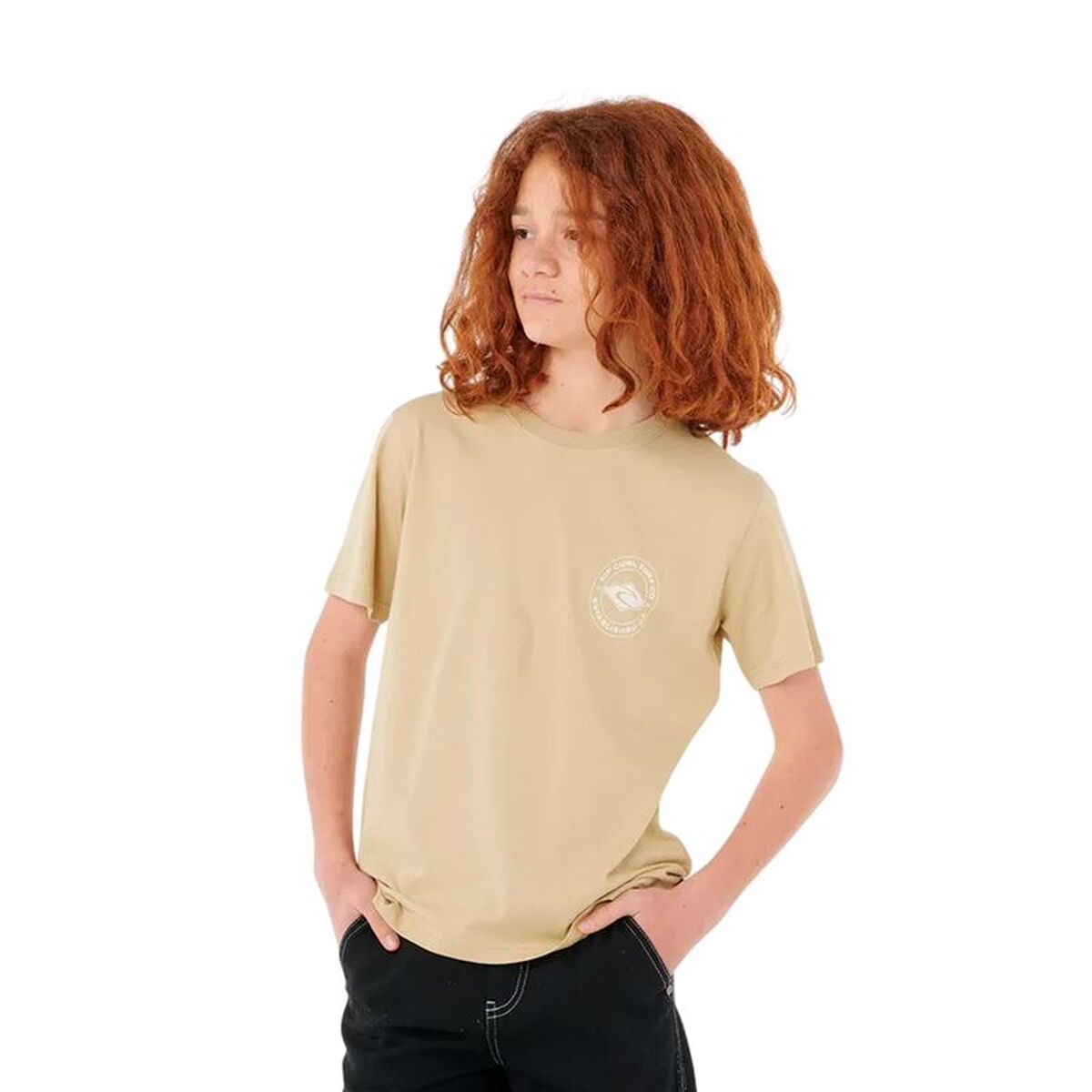 Child’s Short Sleeve T-Shirt Rip Curl Stapler Tee Beige Child’s Short Sleeve T-Shirt Rip Curl Stapler Tee Beige