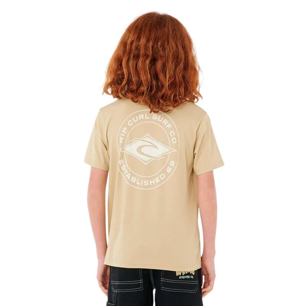 Child’s Short Sleeve T-Shirt Rip Curl Stapler Tee Beige