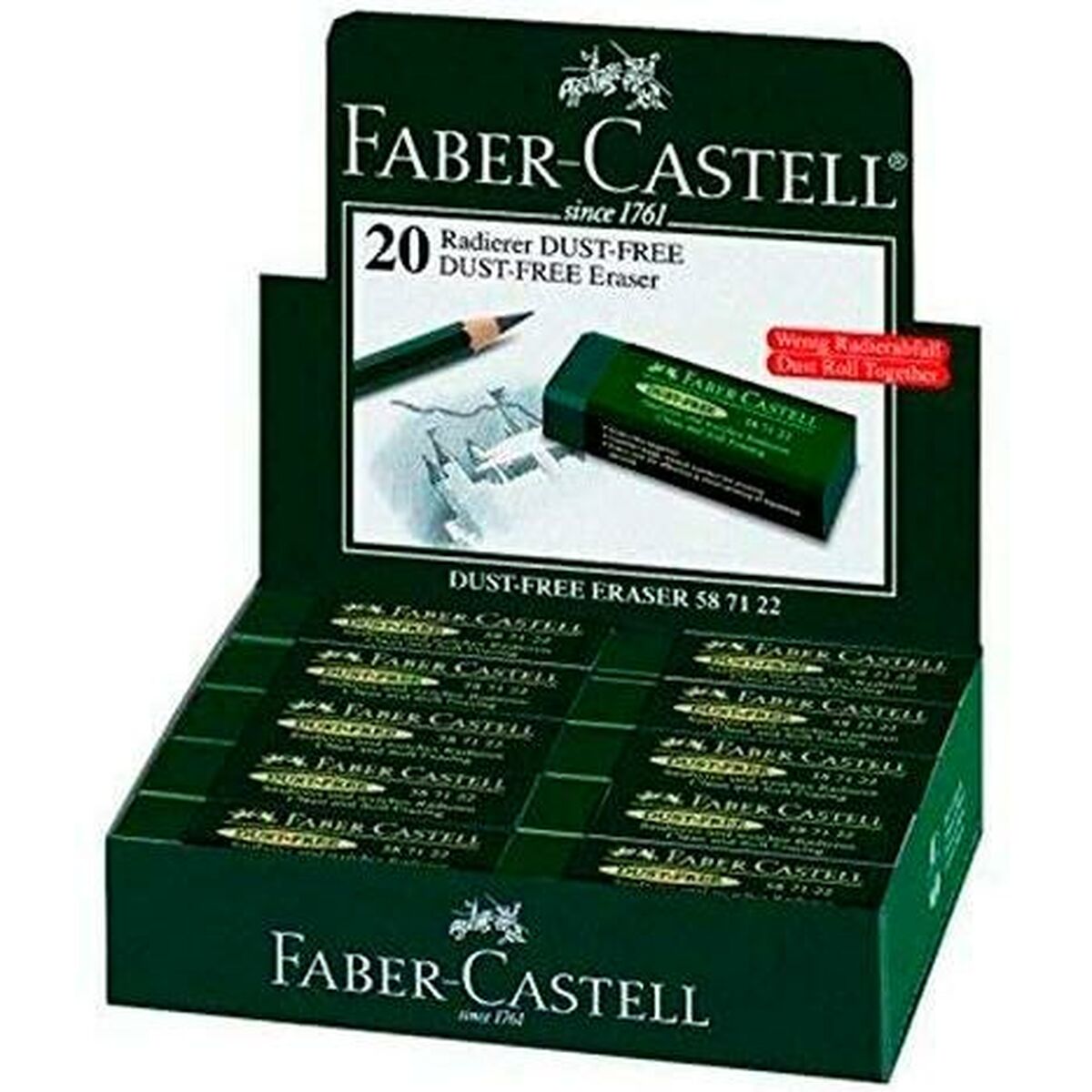 Eraser Faber-Castell Green (20 Units) Eraser Faber-Castell Green (20 Units)