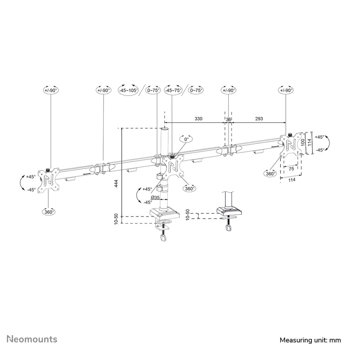 Screen Table Support Neomounts DS60-600BL3 10″ 27″