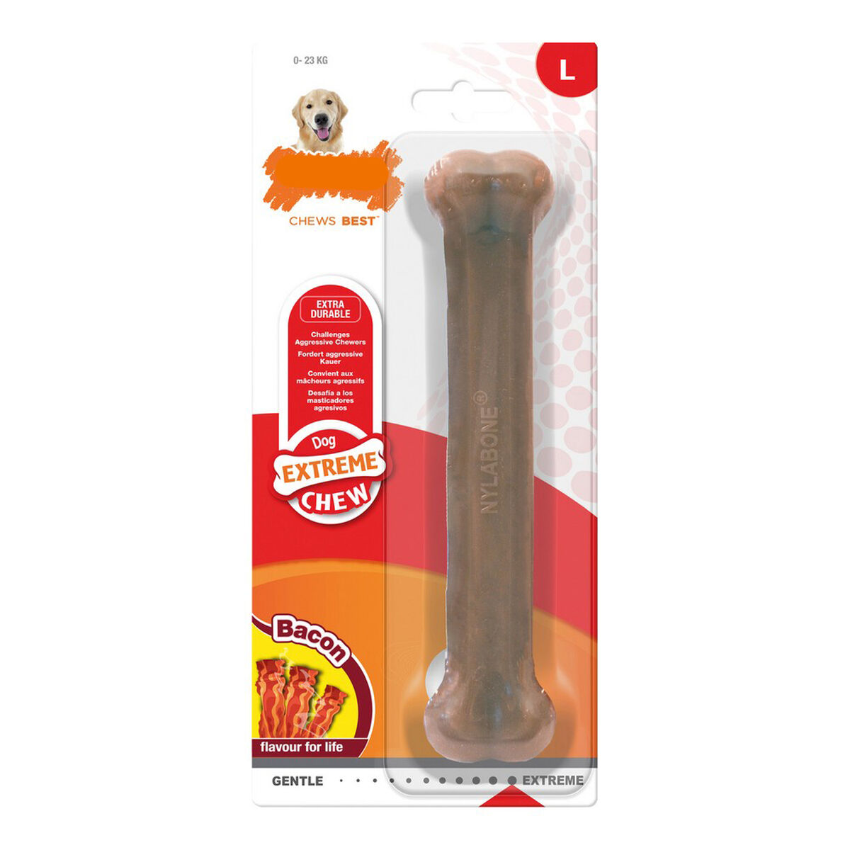 Dog chewing toy Nylabone Dura Chew Bacon Size L Nylon Dog chewing toy Nylabone Dura Chew Bacon Size L Nylon