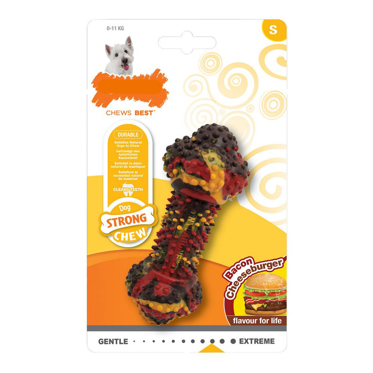 Dog chewing toy Nylabone Strong Chew Bacon Cheese Hamburger Rubber Size S Dog chewing toy Nylabone Strong Chew Bacon Cheese Hamburger Rubber Size S