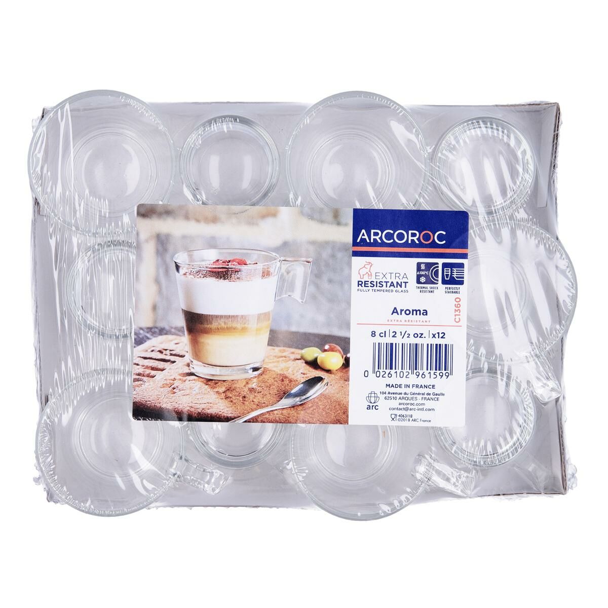 Set of Mugs Arcoroc Restaurant White Glass 190 ml Infusion 12 Units