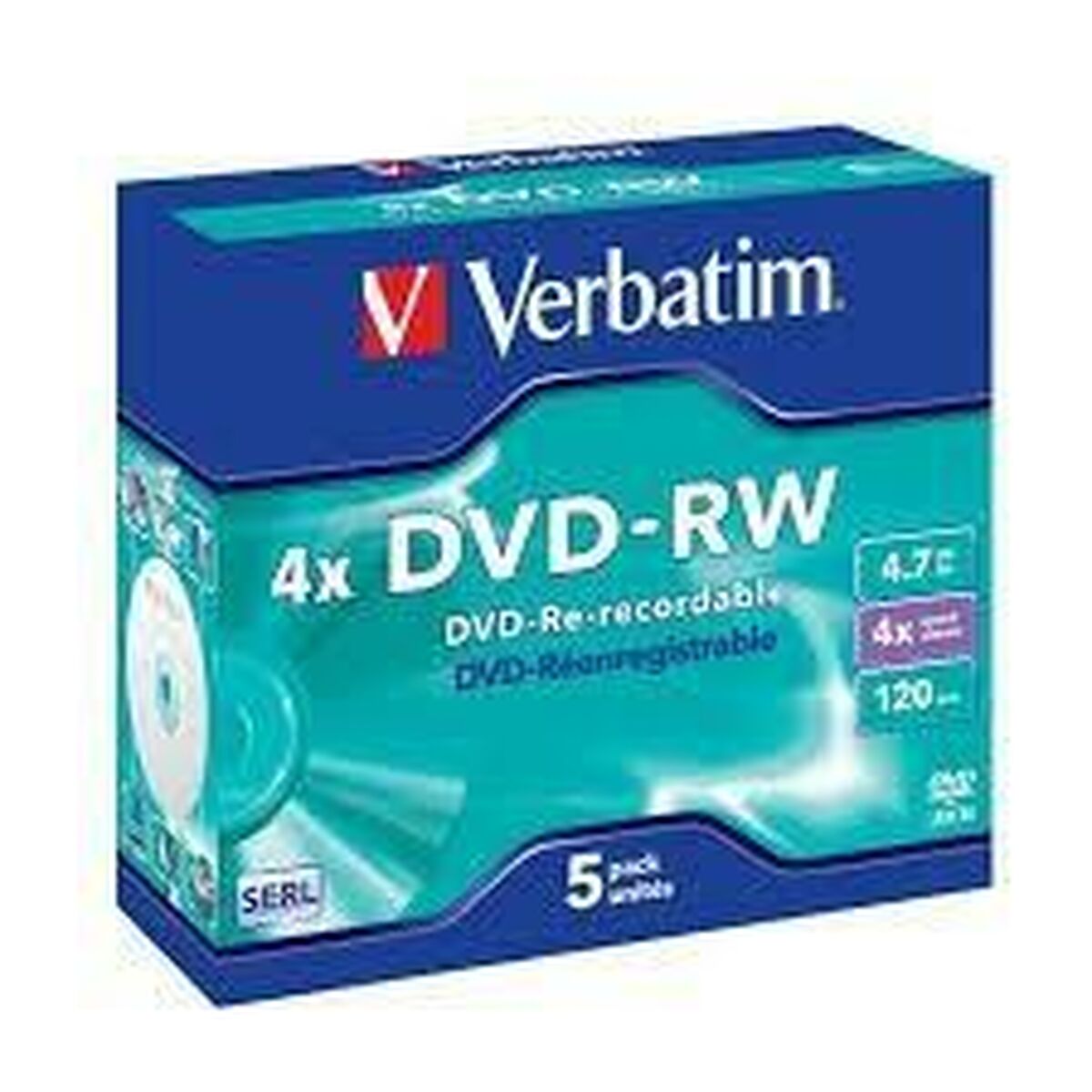 DVD-RW Verbatim 5 Units Black 4,7 GB 4x (5 Units) DVD-RW Verbatim 5 Units Black 4,7 GB 4x (5 Units)