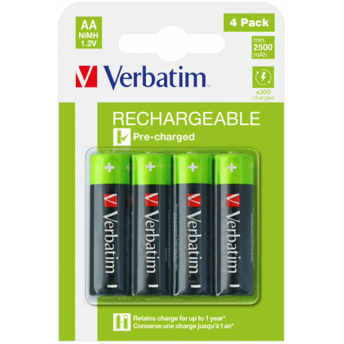Rechargeable Batteries Verbatim 49517 2500 mAh 1,2 V