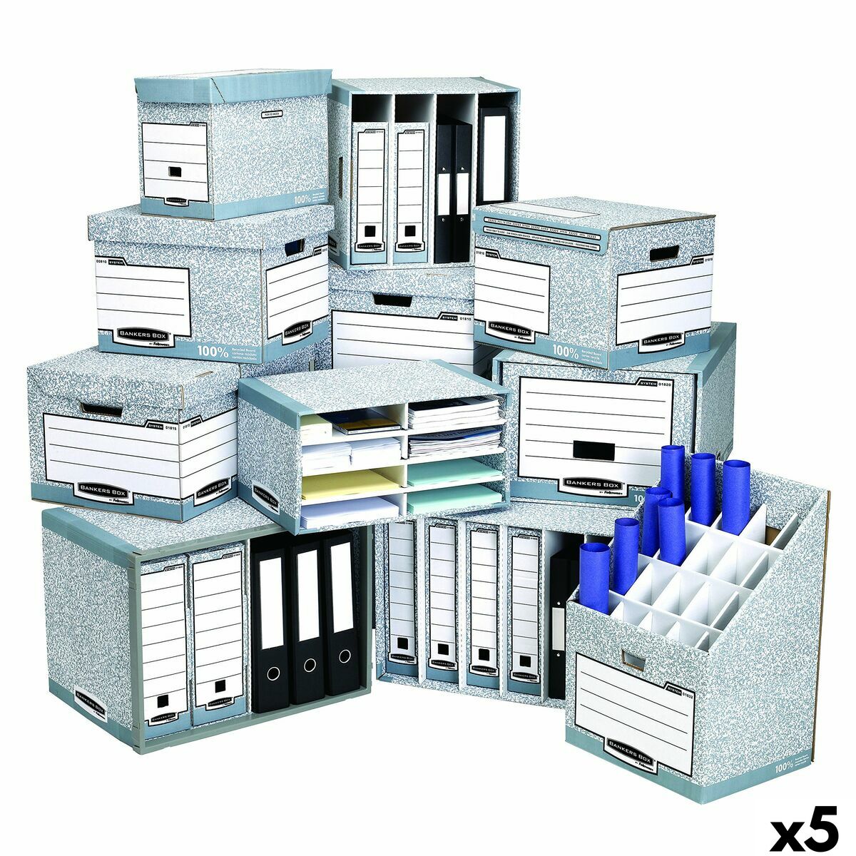 File Box Fellowes    Blue White 5 Units (33,5 x 55,7 x 38,9 cm)