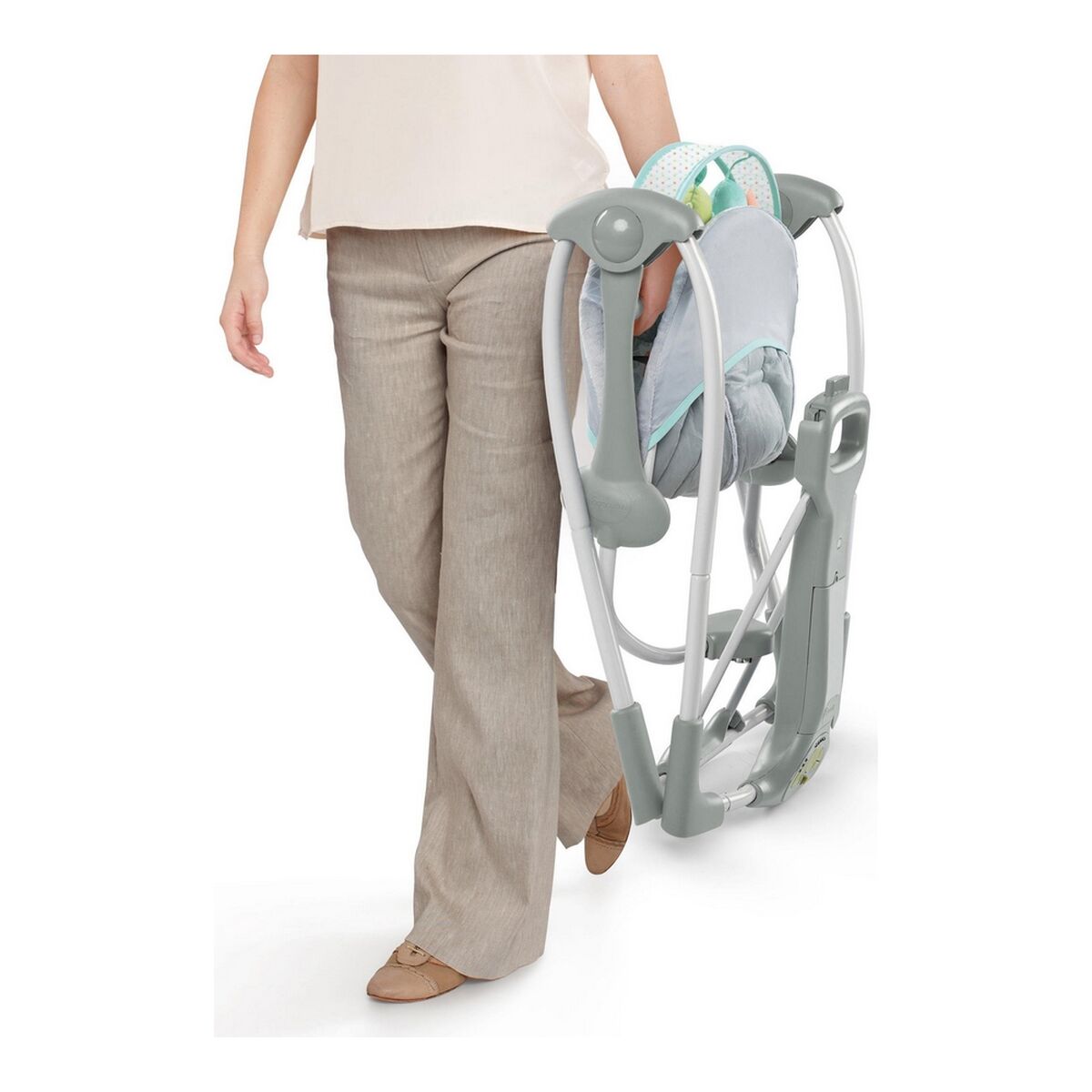 Rocking Chair Ingenuity Compact Swing – Hugs & Hoots White Grey