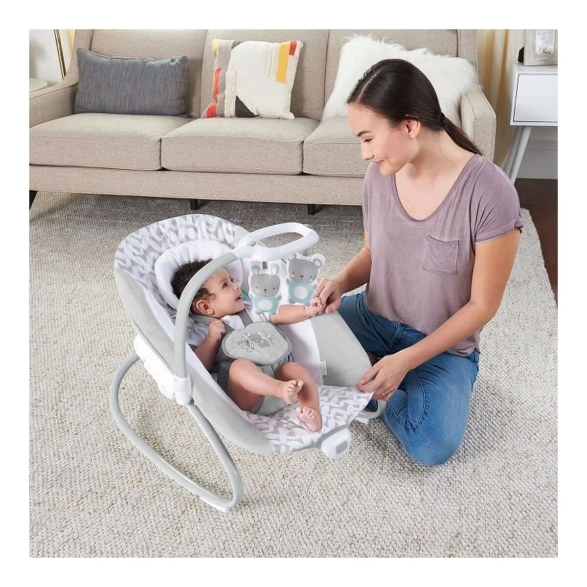 Rocking Chair Ingenuity 2-in-1 Swing Lounger – Raylan Grey White