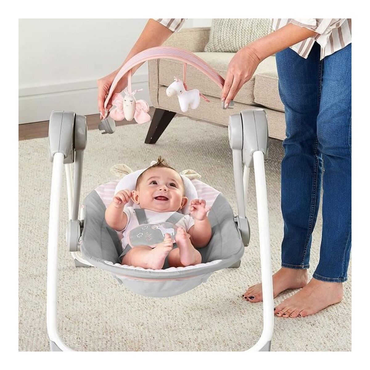 Rocking Chair Ingenuity Compact Swing – Flora Light Pink
