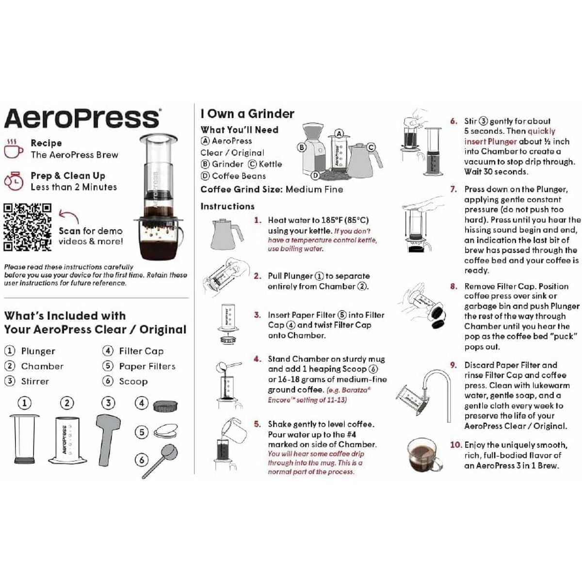 Portable Coffee Maker Aeropress 85R11 Black Transparent