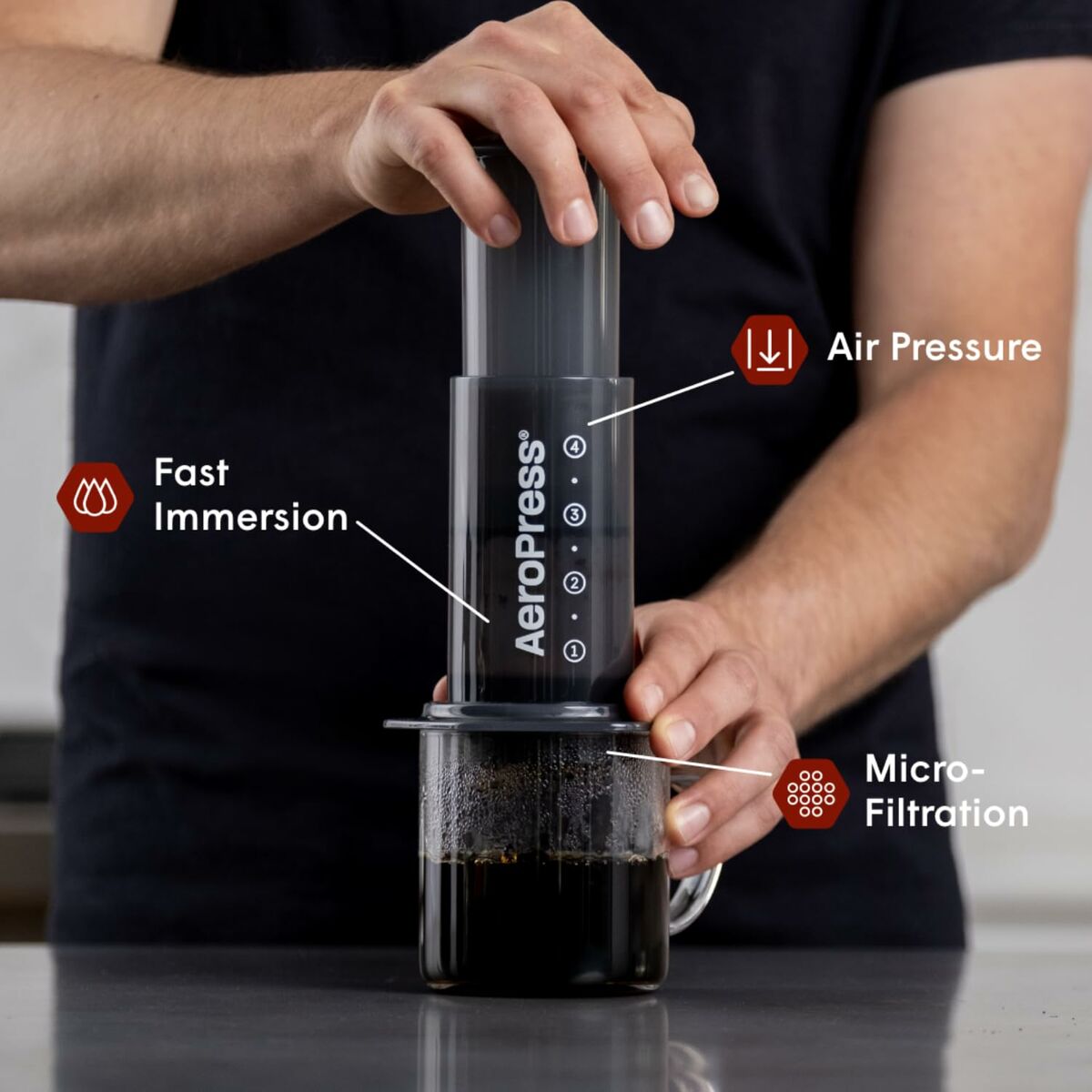 Portable Coffee Maker Aeropress 85R11 Black Transparent