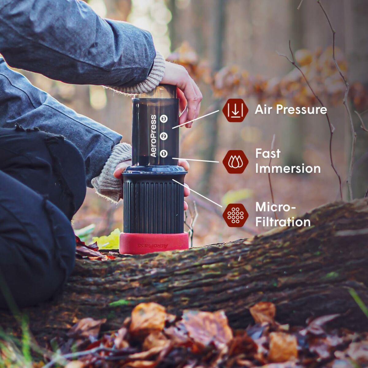 Portable Coffee Maker Aeropress Go Black 3 Cups