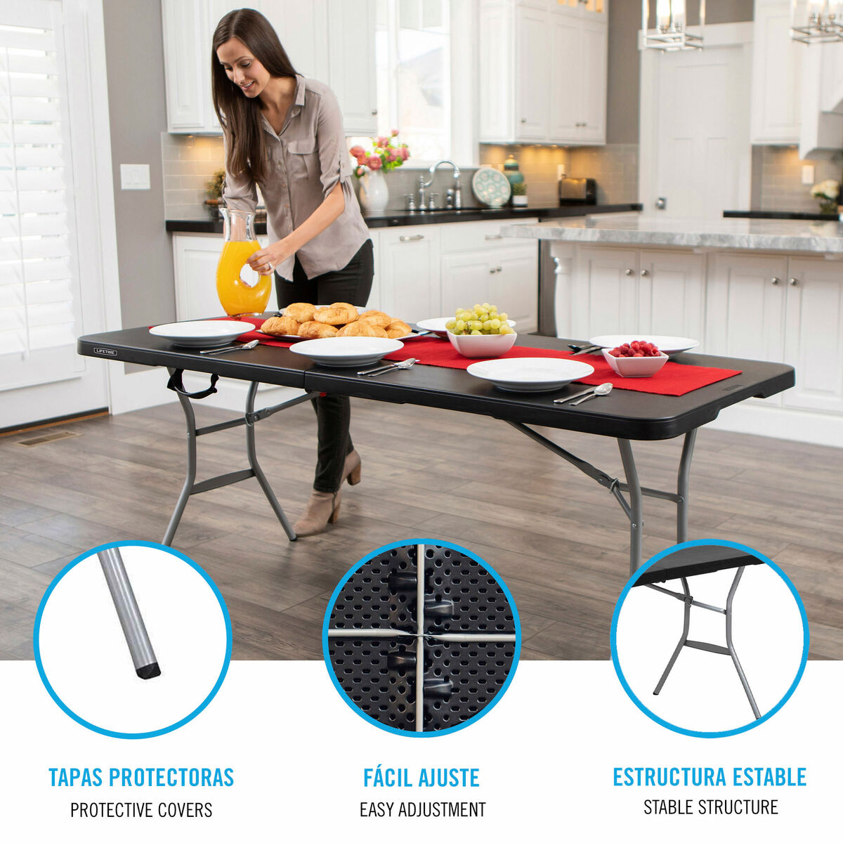 Folding Table Lifetime Black 183 x 73 x 76 cm