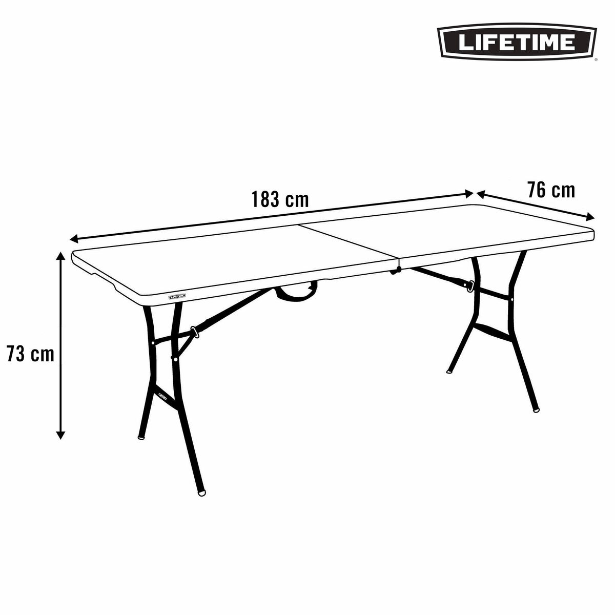 Folding Table Lifetime Black 183 x 73 x 76 cm