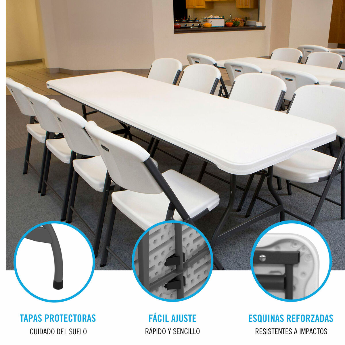 Folding Table Lifetime White 244 x 74 x 76 cm