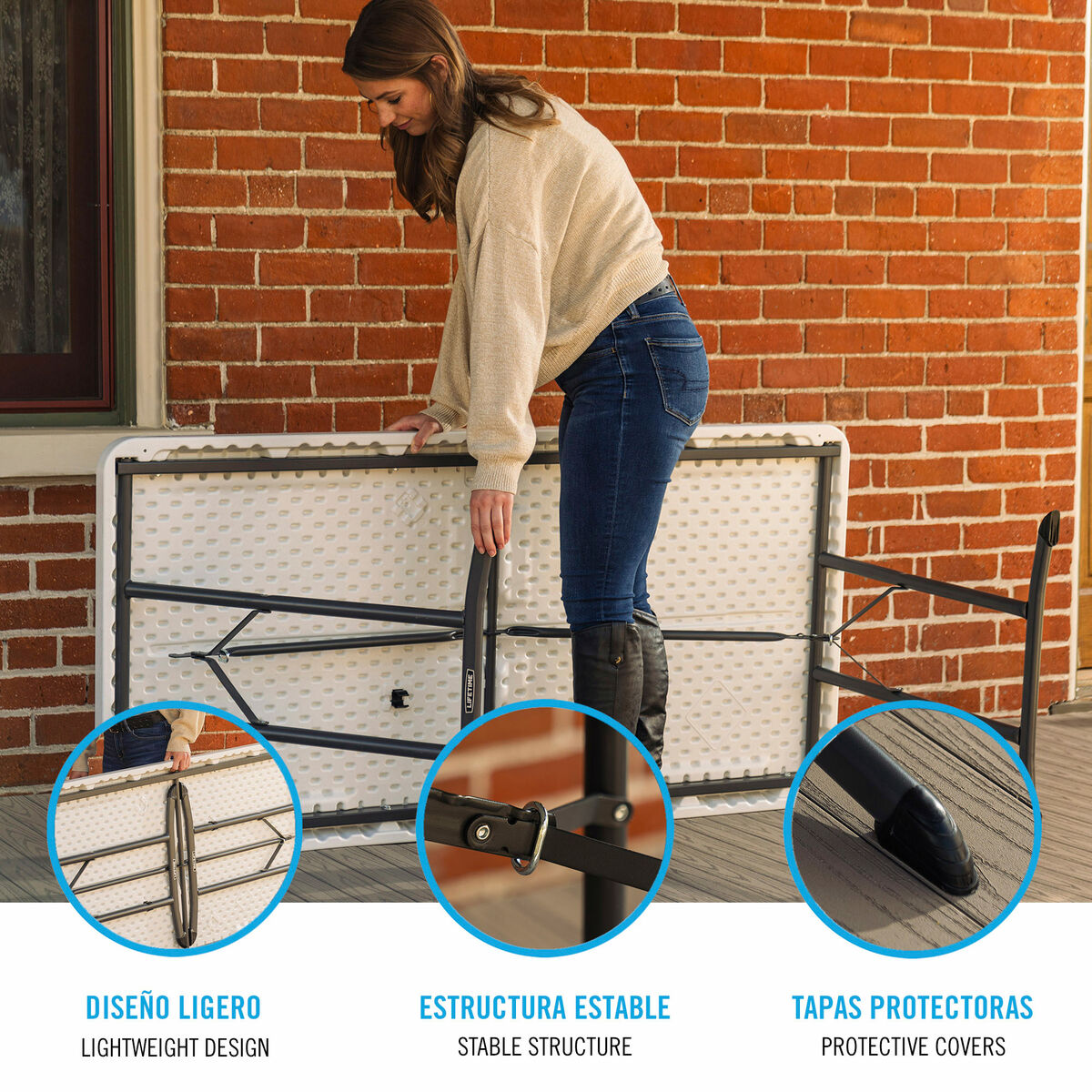 Folding Table Lifetime White 152 x 74 x 76 cm