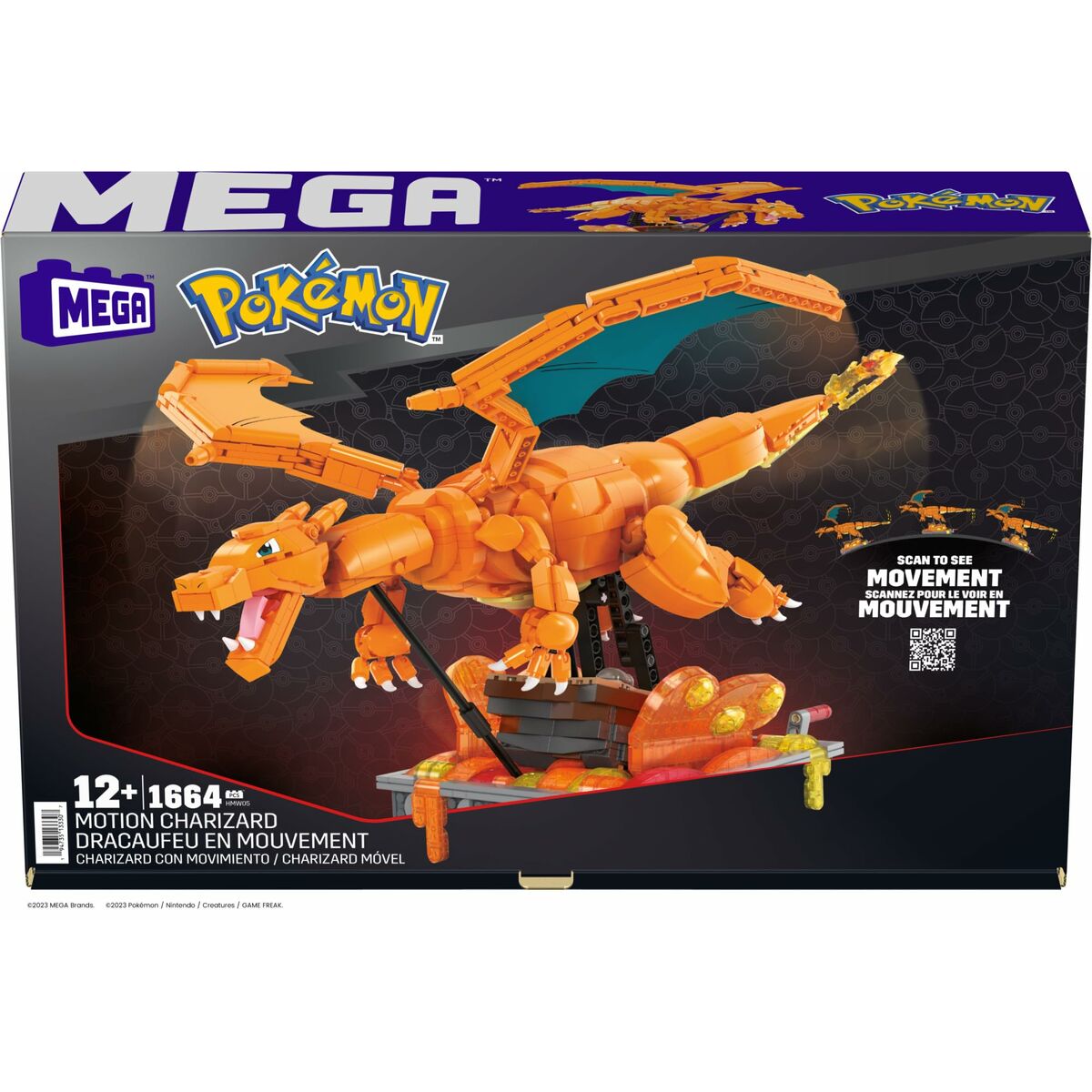 Construction kit Pokémon Mega Construx –  Motion Charizard 1664 Pieces