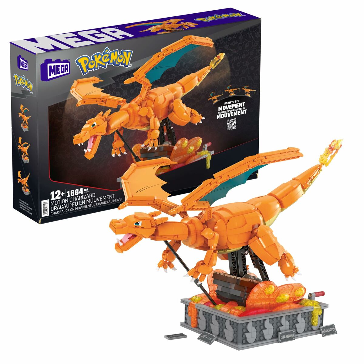 Construction kit Pokémon Mega Construx –  Motion Charizard 1664 Pieces
