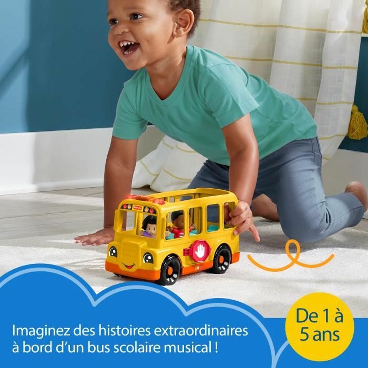 Action Figure Fisher-Price Little People-El autobs escolar-Vehculo de empuje musical HYT03