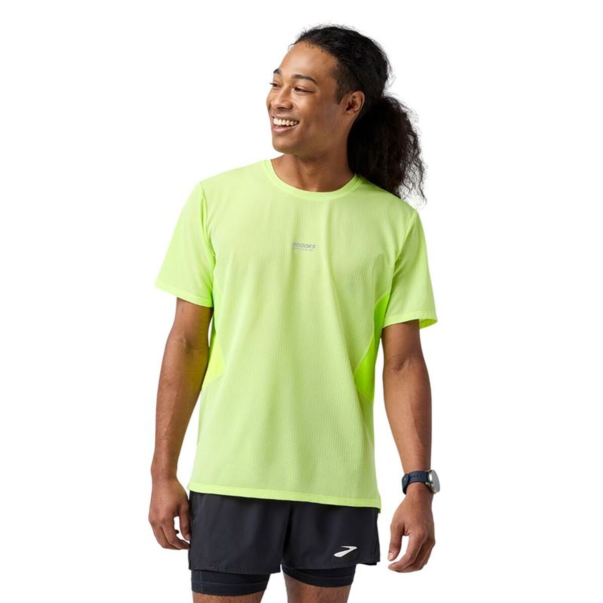 Men’s Short Sleeve T-Shirt Brooks High Point Sleeve 2.0 Yellow Men’s Short Sleeve T-Shirt Brooks High Point Sleeve 2.0 Yellow