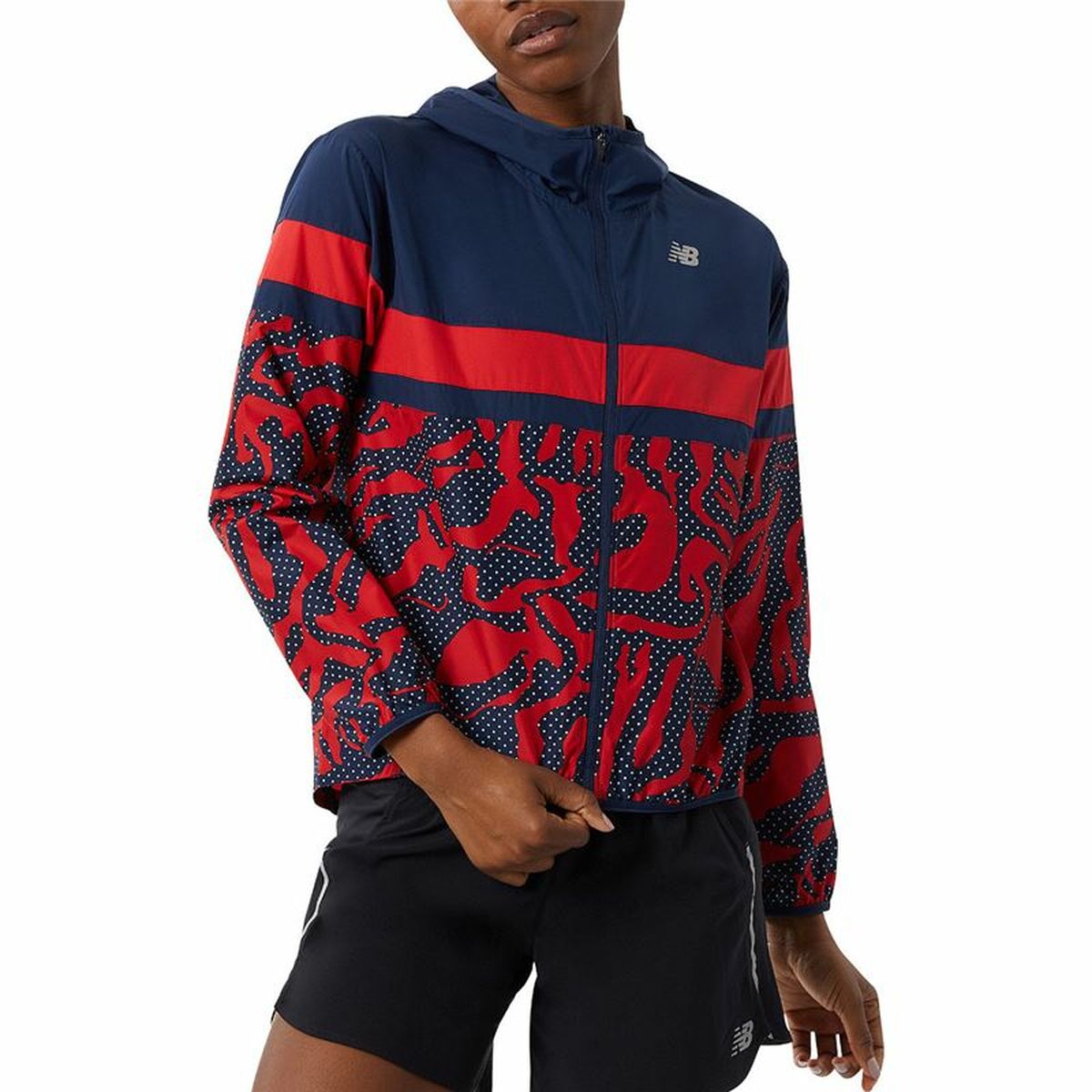 Women’s Sports Jacket New Balance Printed Accelerate Blue Women’s Sports Jacket New Balance Printed Accelerate Blue