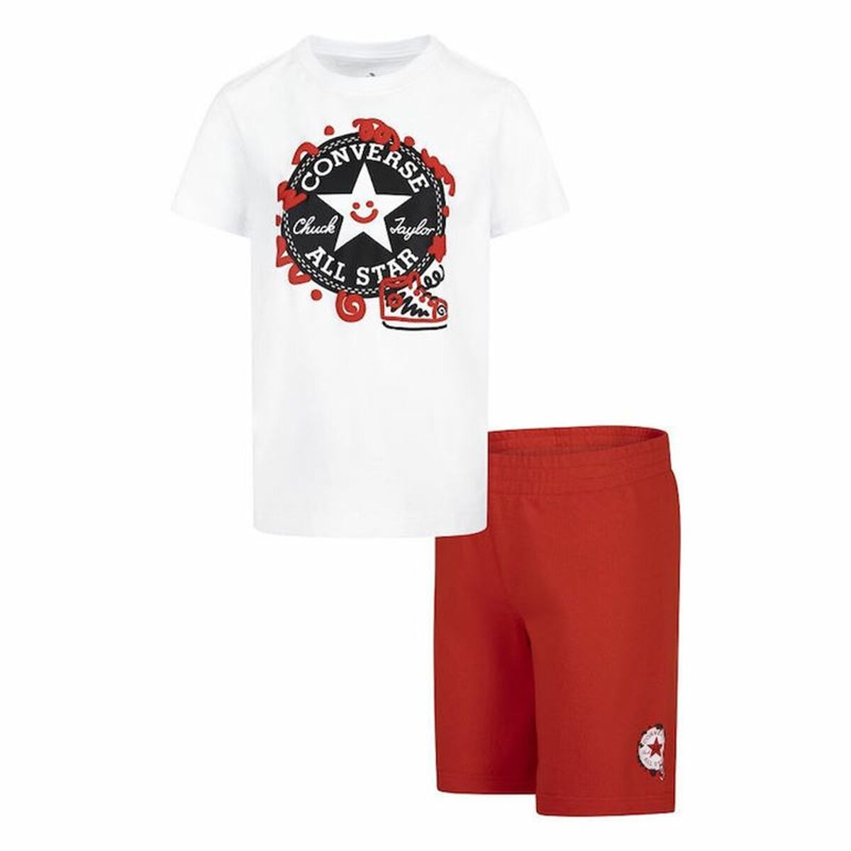 Children’s Sports Outfit Converse Squiggle S/Se+Ft White Red 2 Pieces Children’s Sports Outfit Converse Squiggle S/Se+Ft White Red 2 Pieces