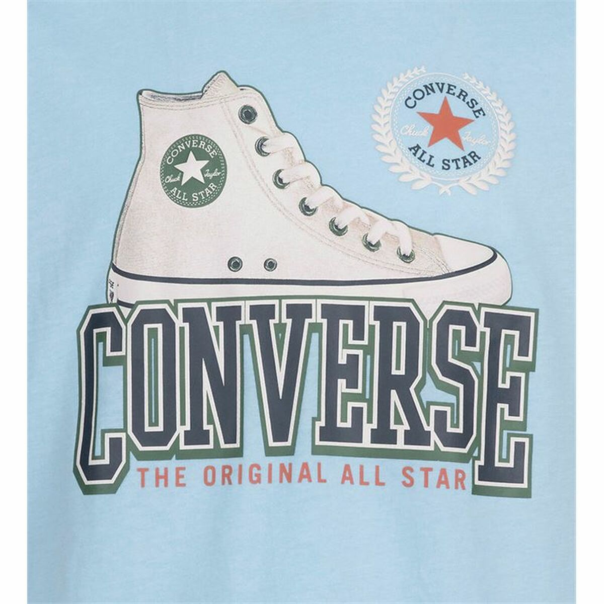 Child’s Short Sleeve T-Shirt Converse Script Sneaker Gfx Sky blue