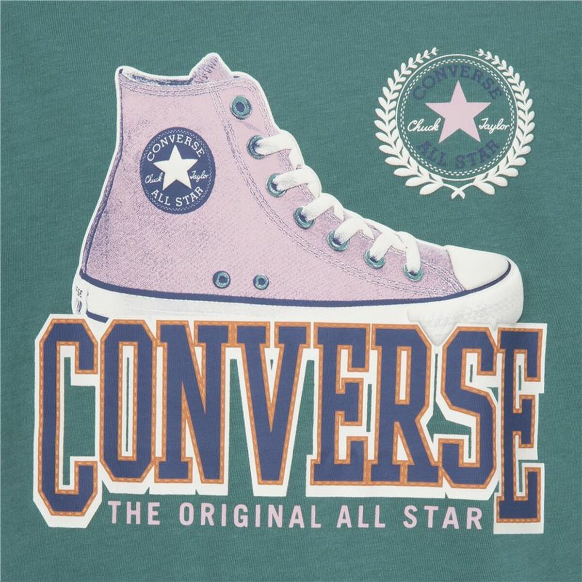 Child’s Short Sleeve T-Shirt Converse Script Sneaker Gfx Sse Cyan