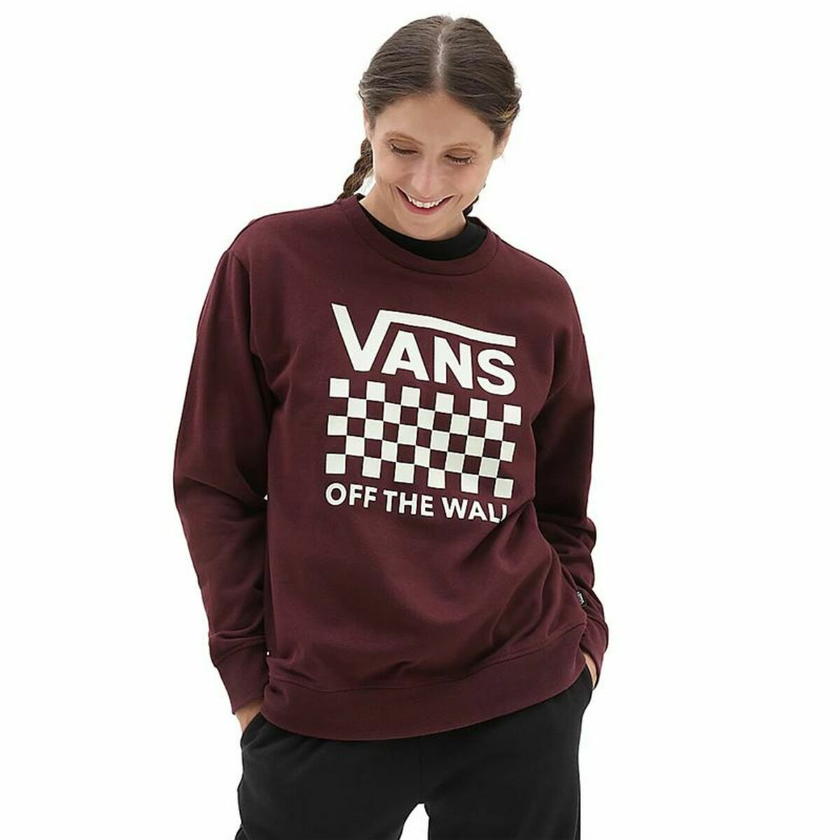 Women’s Sweatshirt without Hood Vans Lock Box Crew-B Maroon Women’s Sweatshirt without Hood Vans Lock Box Crew-B Maroon