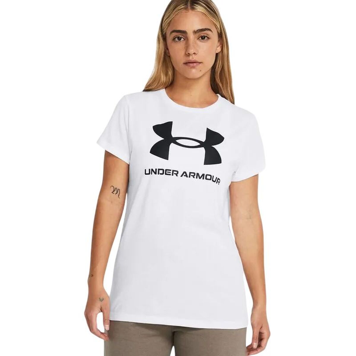 Women’s Short Sleeve T-Shirt Under Armour UA Sportstyle Logo White Women’s Short Sleeve T-Shirt Under Armour UA Sportstyle Logo White