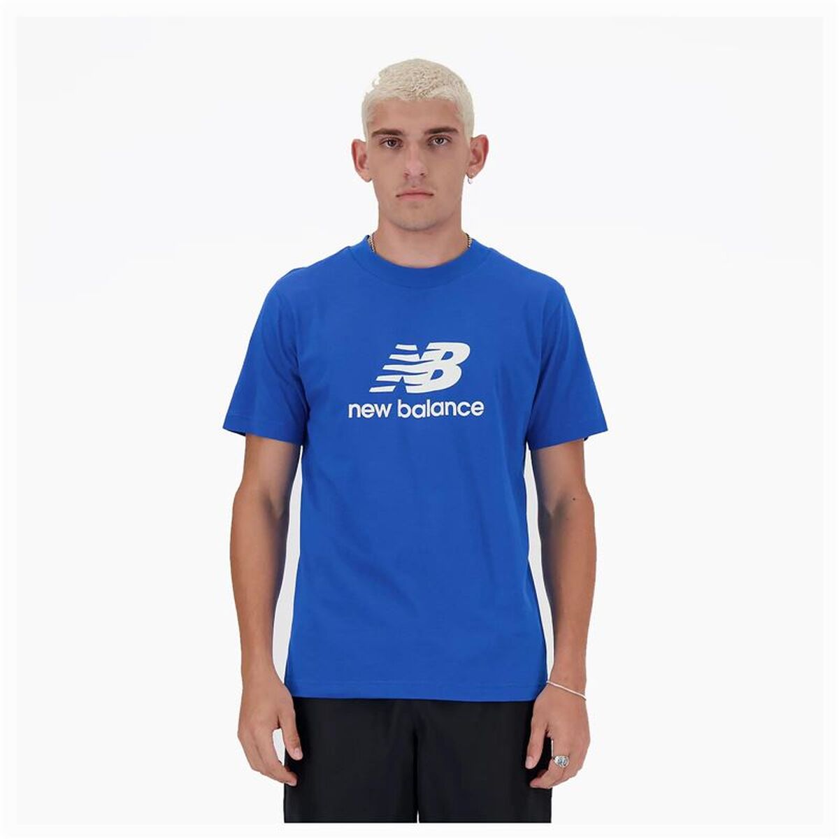Men’s Short Sleeve T-Shirt New Balance Sport Essentials Logo Blue Men’s Short Sleeve T-Shirt New Balance Sport Essentials Logo Blue