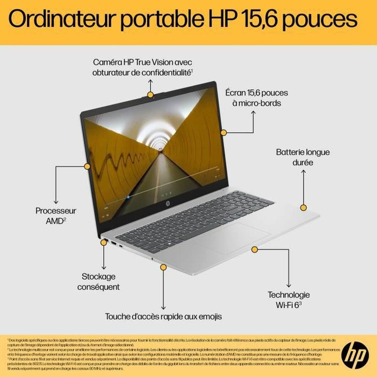 Laptop HP FC0071NF 15,6″ ryzen 5-7520u 16 GB RAM 512 GB SSD Azerty French