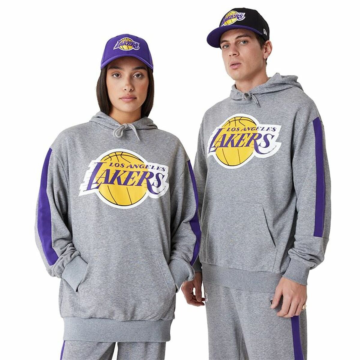 Unisex Hoodie New Era LA Lakers NBA Colour Block Grey Unisex Hoodie New Era LA Lakers NBA Colour Block Grey