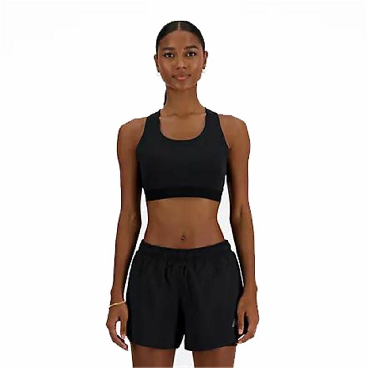 Sports Bra New Balance Sleek Medium Black Sports Bra New Balance Sleek Medium Black