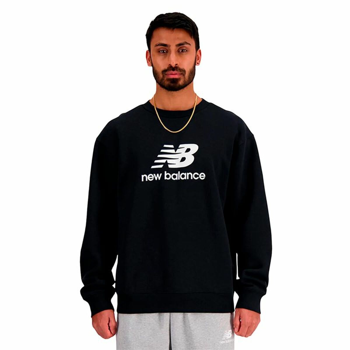 Men’s Sweatshirt without Hood New Balance Sport Essentials Fleece Logo Black Men’s Sweatshirt without Hood New Balance Sport Essentials Fleece Logo Black