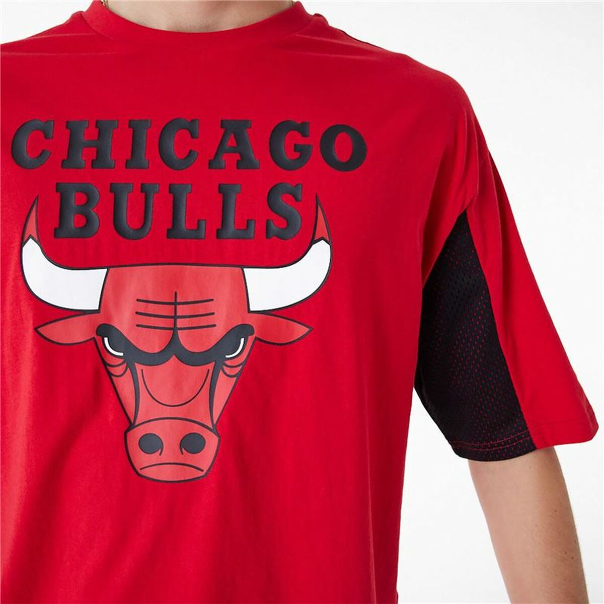 Men’s Short Sleeve T-Shirt New Era NBA MESH PANEL OS TEE CHIBU 60435481  Red (L)