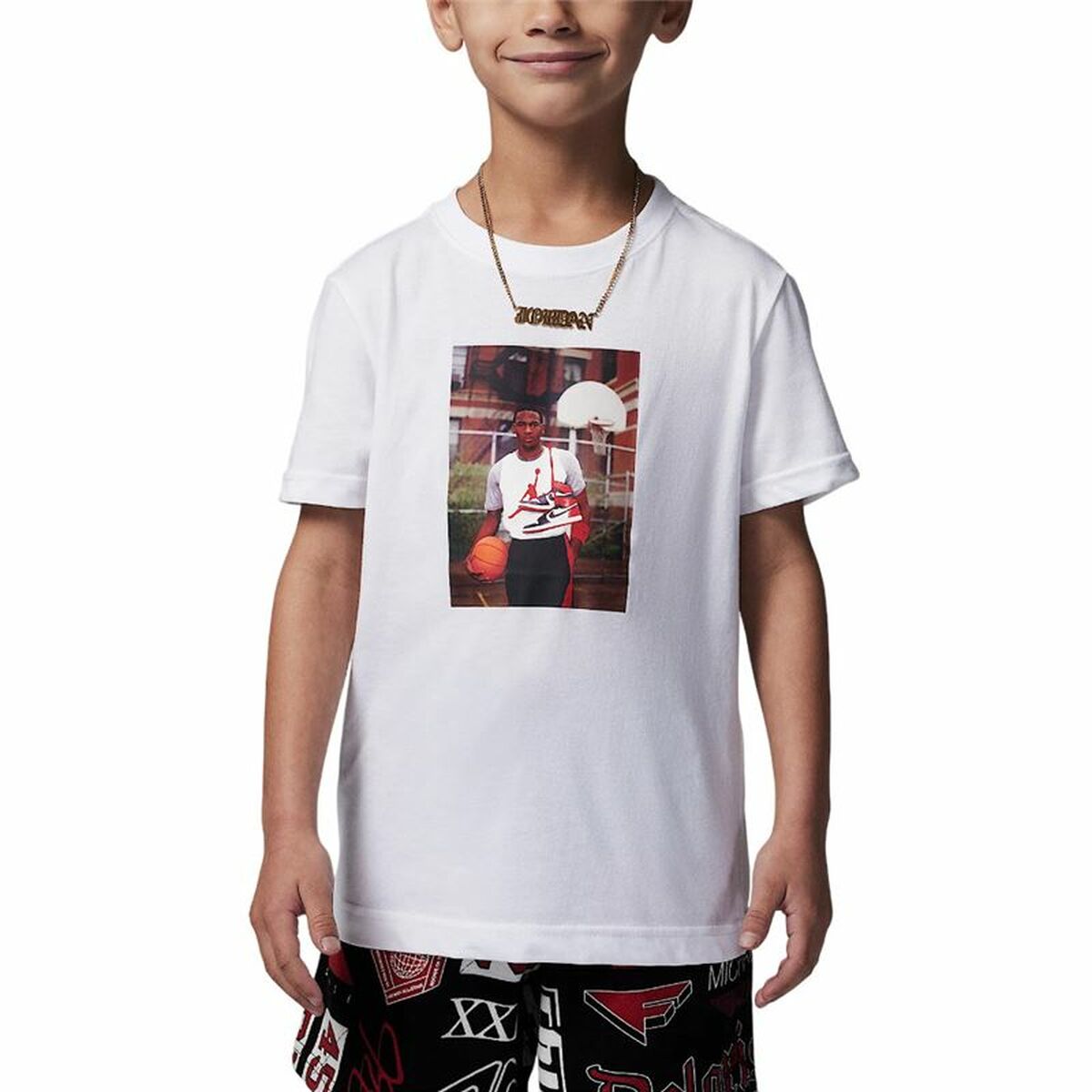 Childrenâs Short Sleeve T-Shirt Jordan Jdb Mj Brand Photo Ss Crew White Childrenâs Short Sleeve T-Shirt Jordan Jdb Mj Brand Photo Ss Crew White