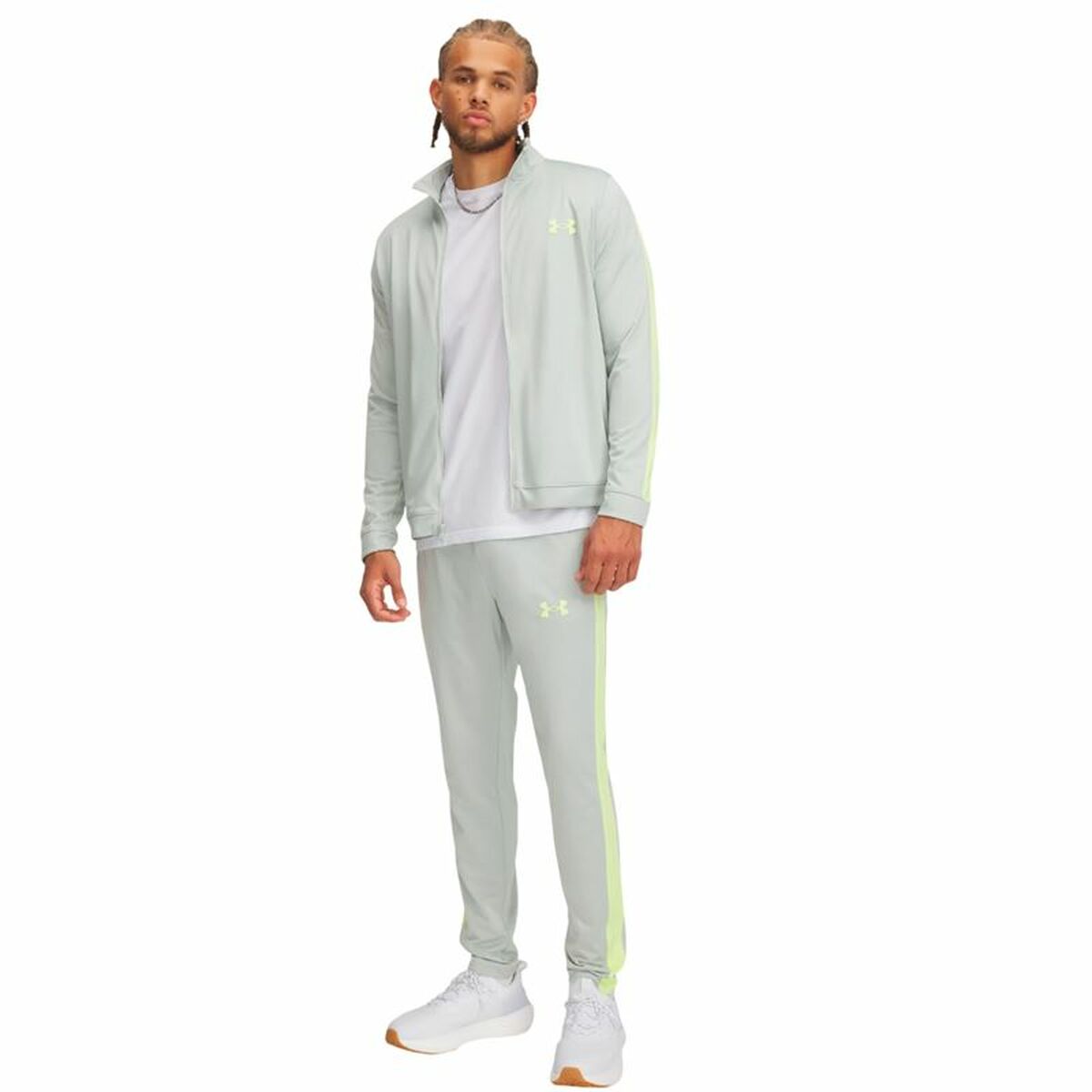 Tracksuit for Adults Under Armour Rival Knit Light Green Men