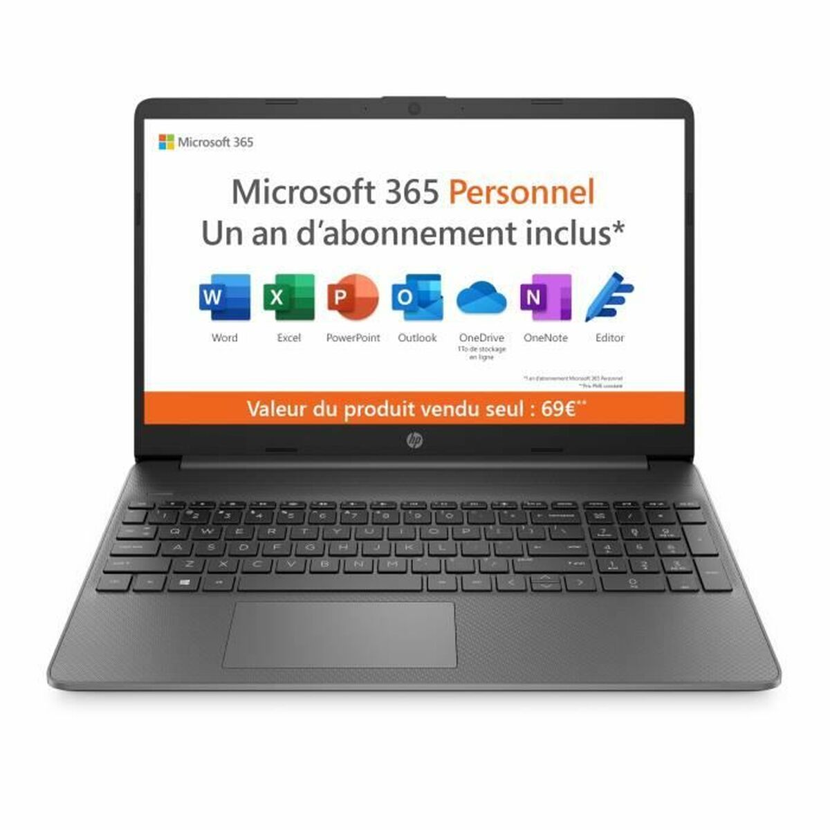 Laptop HP 15s-fq0024nf 15,6″ Intel Celeron N4120 4 GB RAM 128 GB SSD Azerty French