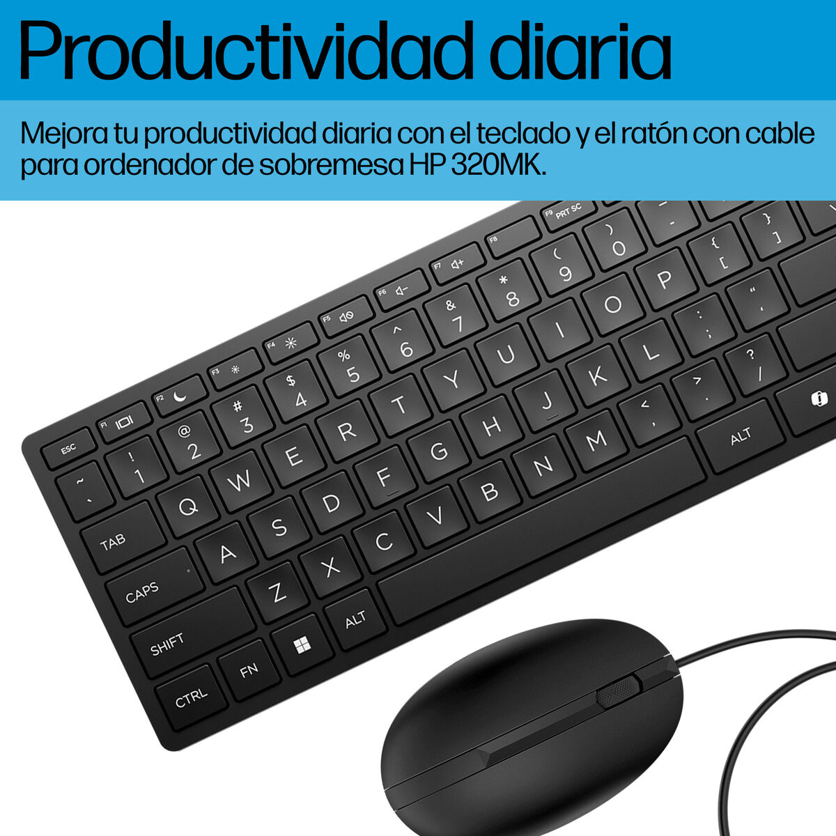 Keyboard and Mouse HP 9SR36UT Black Spanish Qwerty